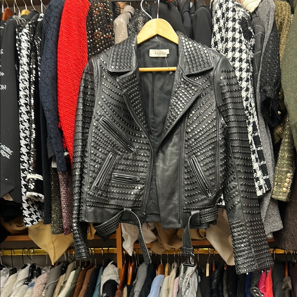 A.L.C  Black Studded Leather Jacket
